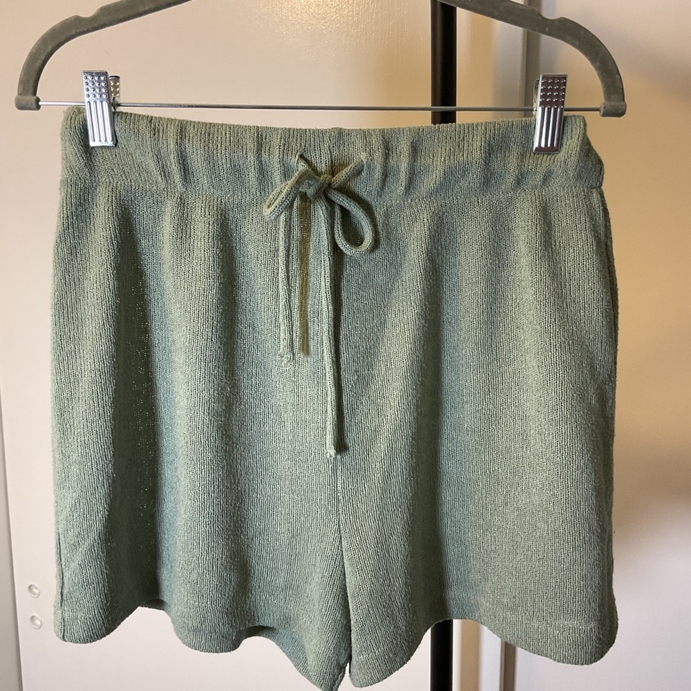 H&M Mint Green High Waisted Athletic Shorts Elastic Tie Waist Pastel Sport Small - Picture 5 of 7